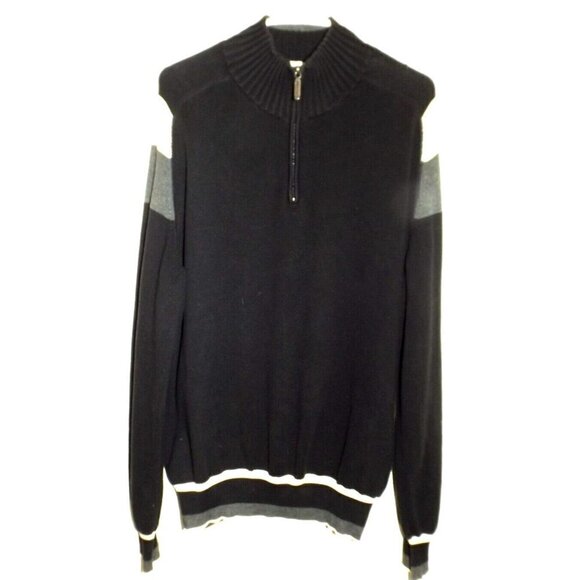 Eddie Bauer Mens XL 1/4 Zip Pullover Sweater  Colorblock Raglan Sleeve Cotton - Picture 1 of 8